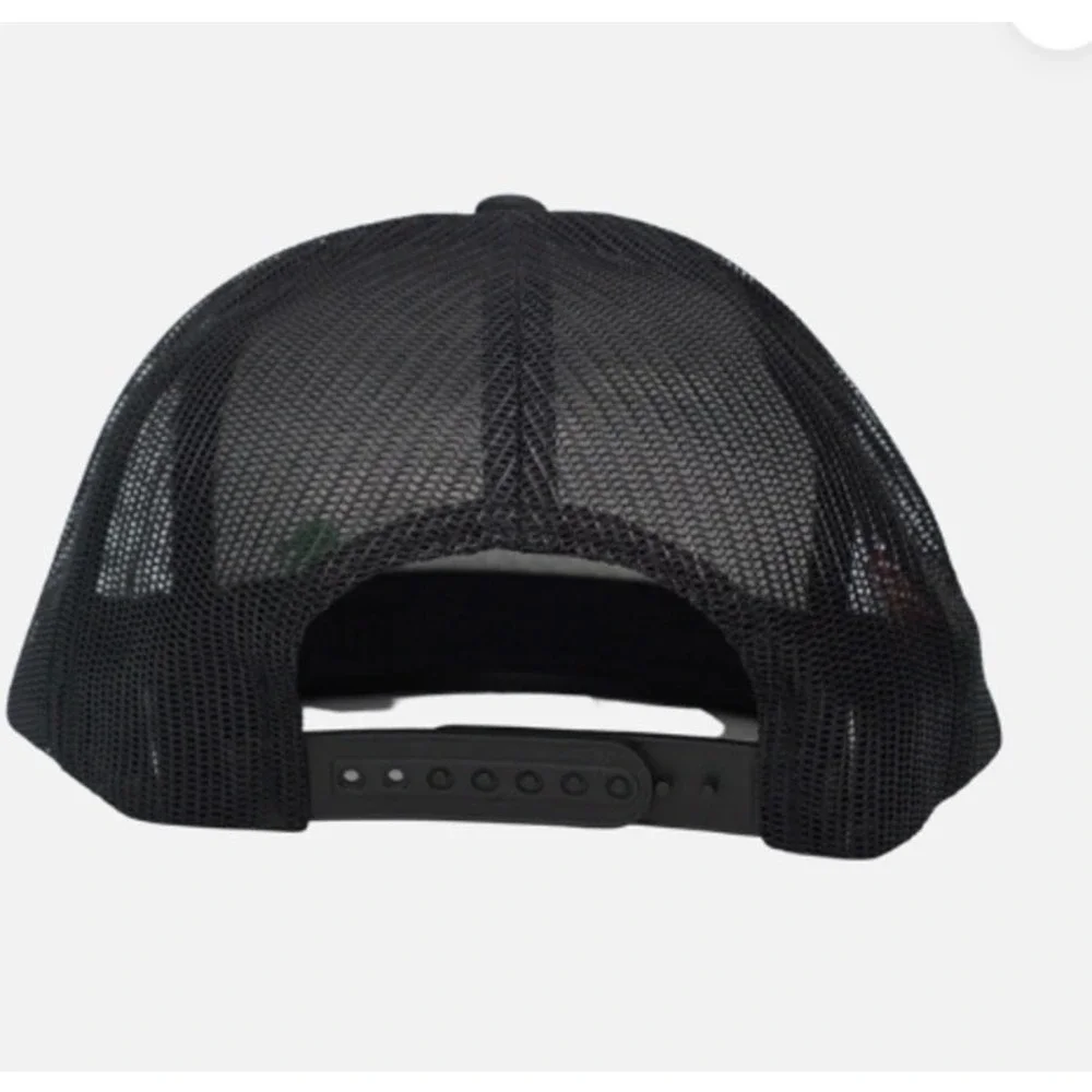 Yupoong Seeing Is Believing Black Trucker Hat Snapback American Flag Leaf Cap